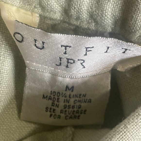 Outfit JPR Pants Womens Medium Green 100% Linen Elastic Waist‎ Pockets Vacation - Picture 7 of 10